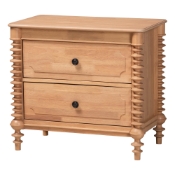 Baxton Studio Neviah 2-Drawer Nightstand, Beech Brown Baxton Studio restaurant furniture, hotel furniture, commercial furniture, wholesale bedroom furniture, wholesale night stand, classic night stand
